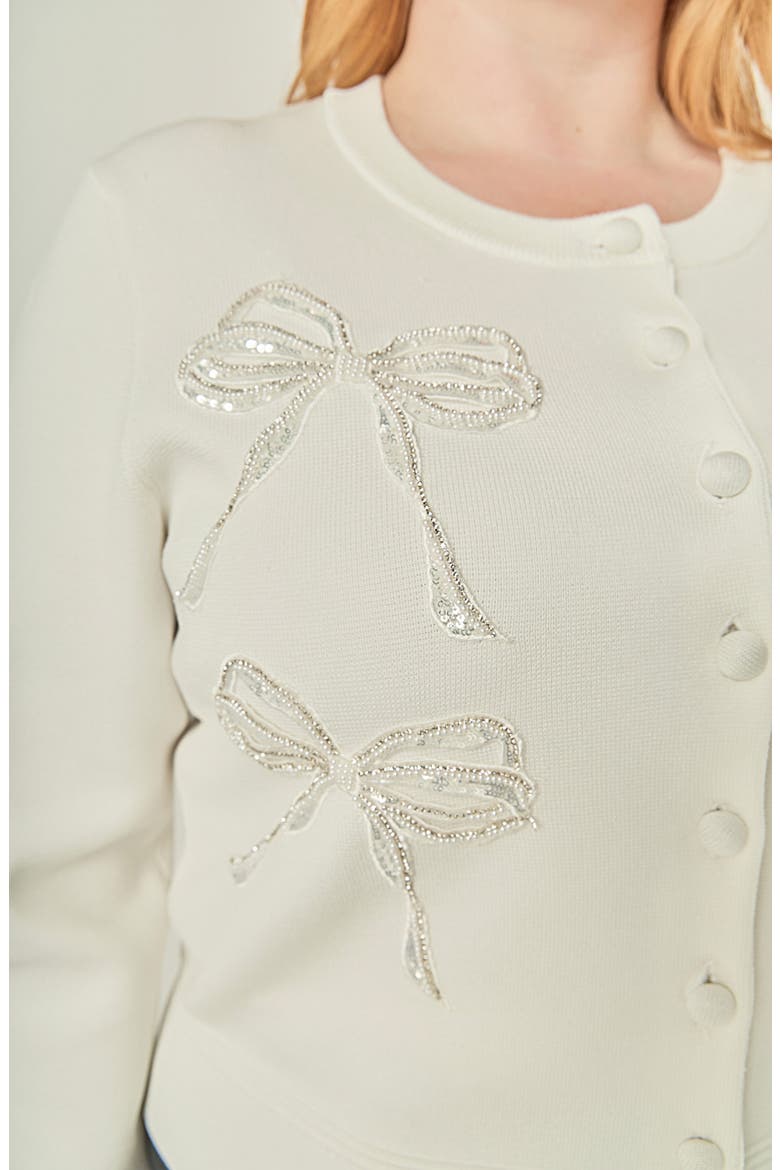 Embellished Bow Cardigan, Alternate, color, OFF WHITE