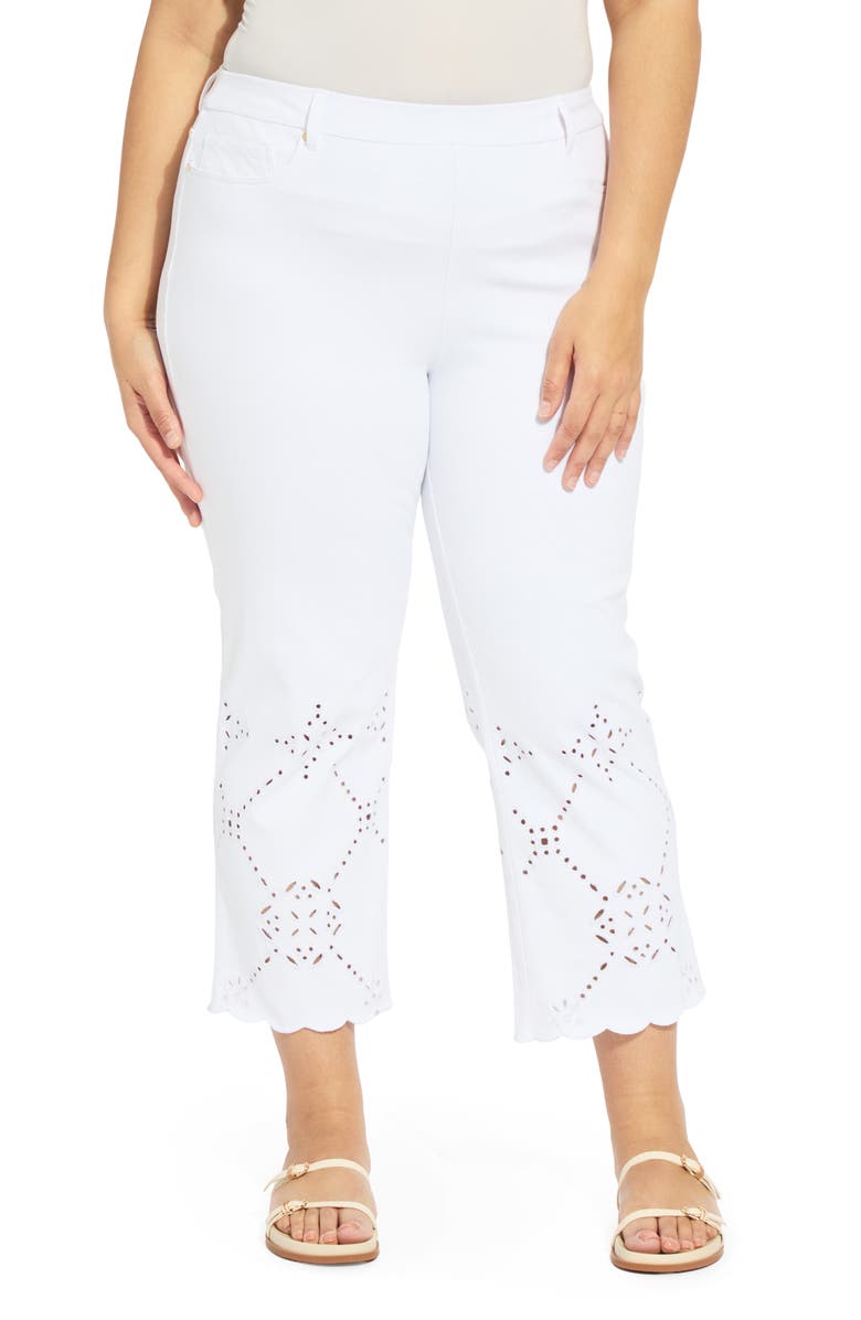 Lysse Billie Eyelet Pull-On High Waist Crop Straight Leg Jeans, Main, color, White