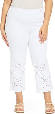 Lysse Billie Eyelet Pull-On High Waist Crop Straight Leg Jeans