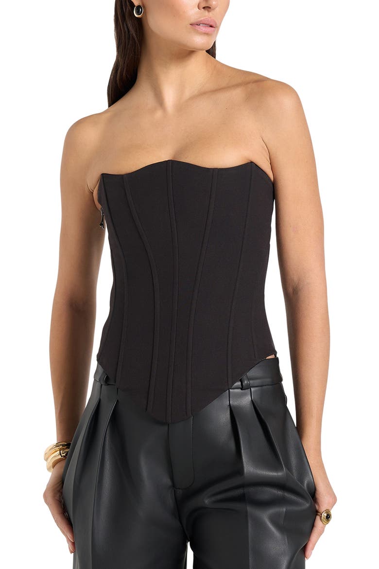 Scarlett Tailored Lace Up Corset, Alternate, color, Black