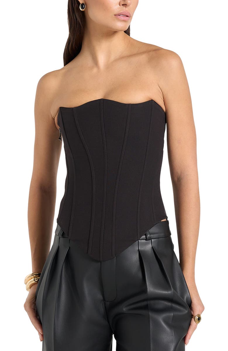 Manière De Voir Scarlett Tailored Lace Up Corset, Alternate, color, Black