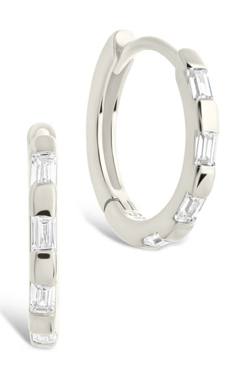 Cubic Zirconia Baguette Hoop Earrings