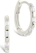 Sterling Forever Cubic Zirconia Baguette Hoop Earrings