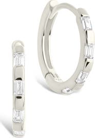 Sterling Forever Cubic Zirconia Baguette Hoop Earrings