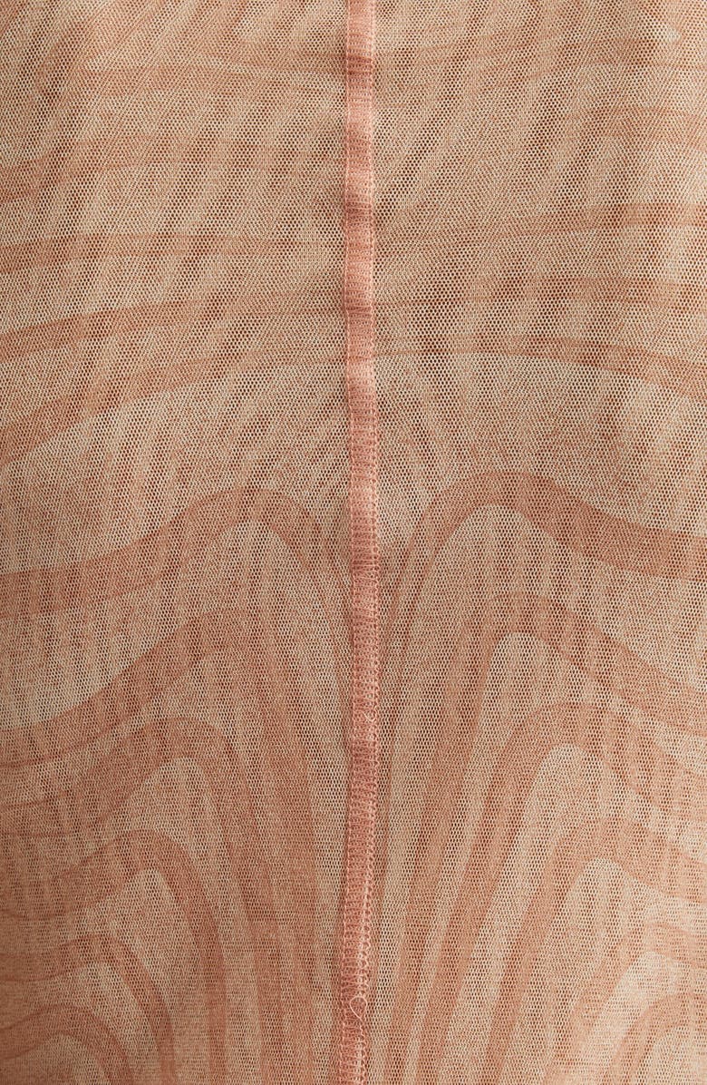 Jean Paul Gaultier Spiral Long Sleeve Mesh Dress, Alternate, color, 