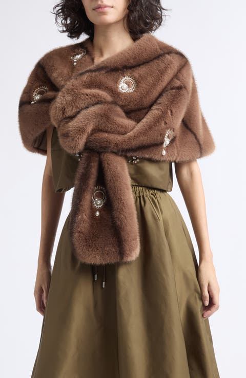 Pearl Drop Gianella Faux Fur Stole