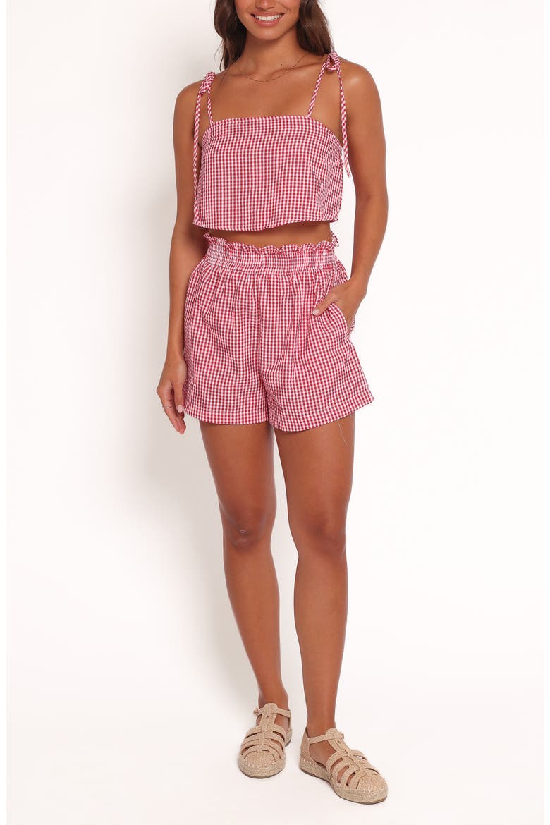 Callum Gingham Crop Camisole & Shorts Set, Main, color, RED GINGHAM
