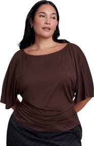 ELOQUII Cinched Waist Draped Top (plus)