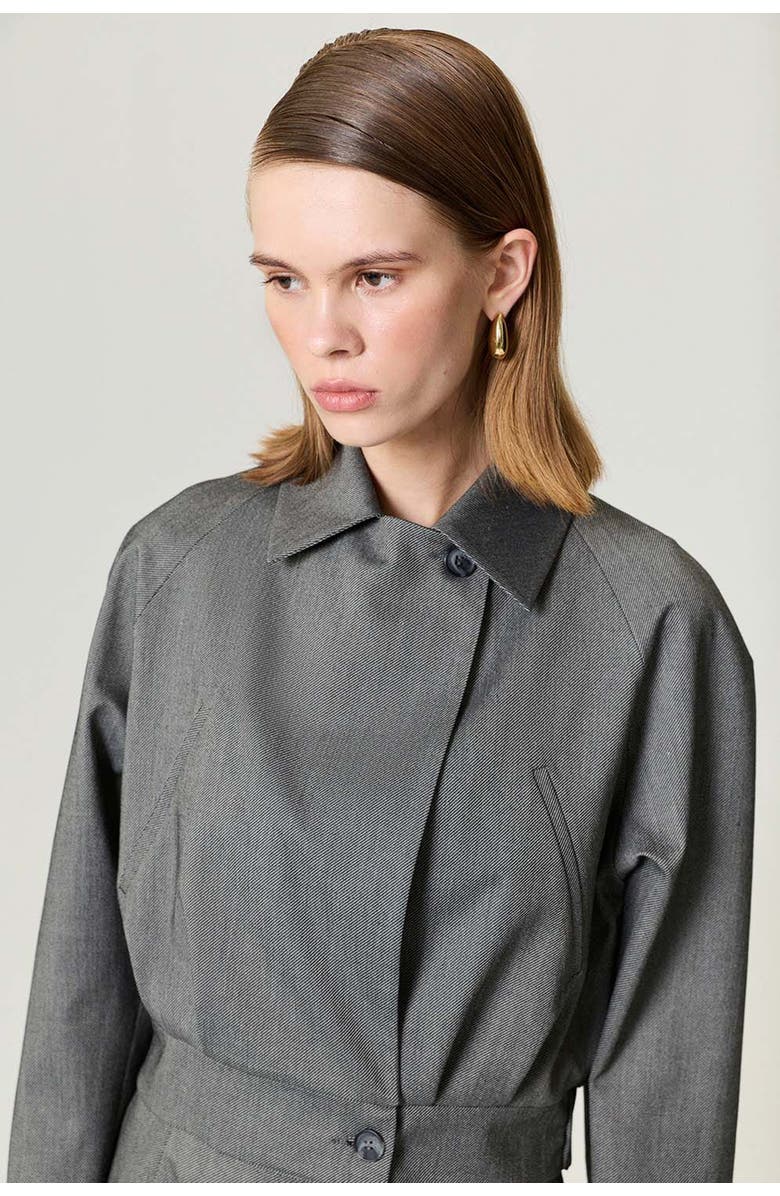 Nocturne Waistband Detail Bomber Jacket, Alternate, color, Dark Grey