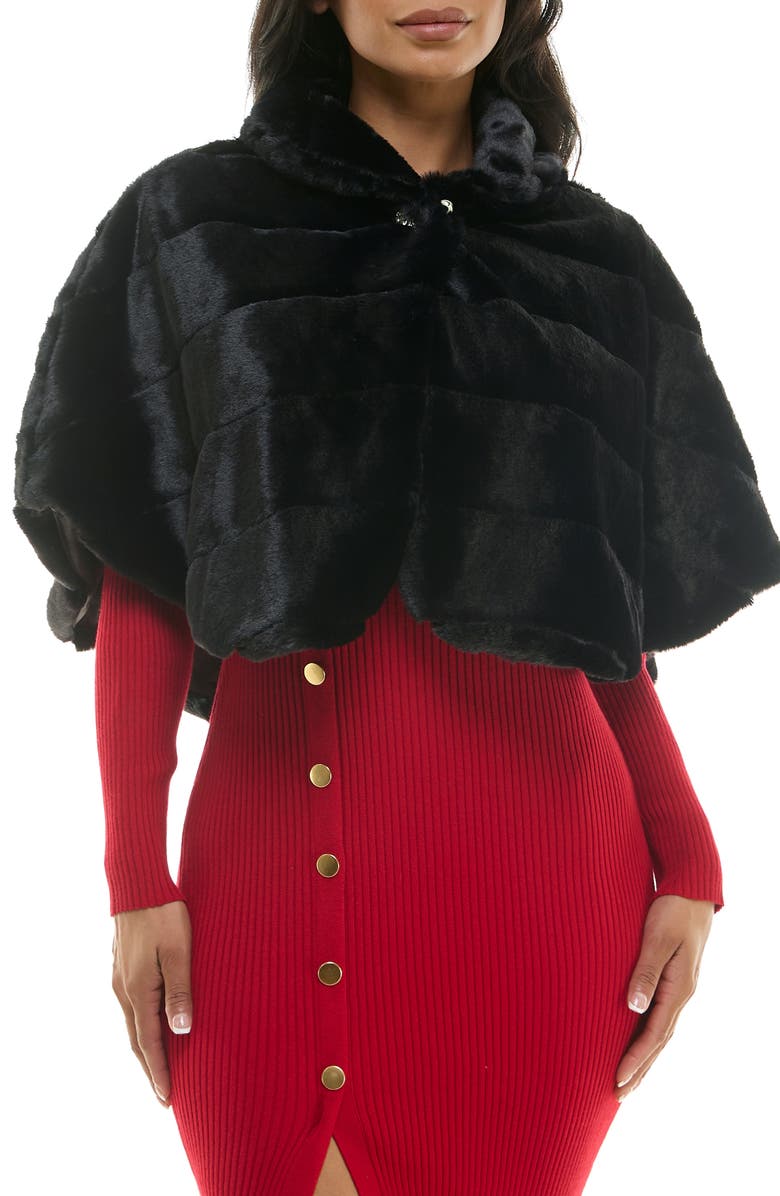 Nina Leonard Faux Fur Capelet, Main, color, 