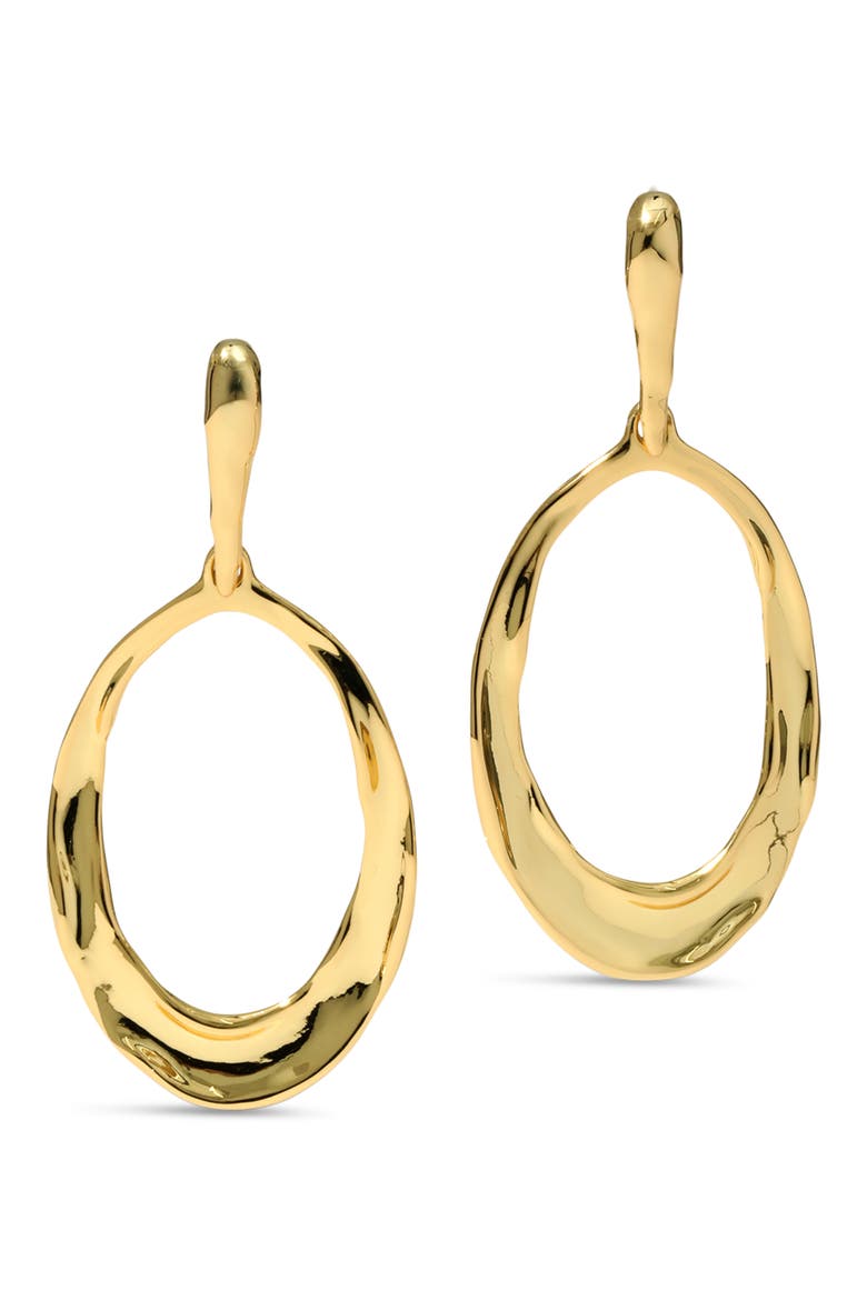 Molten Oval Link Lever-Back Drop Earrings, Main, color, GOLD