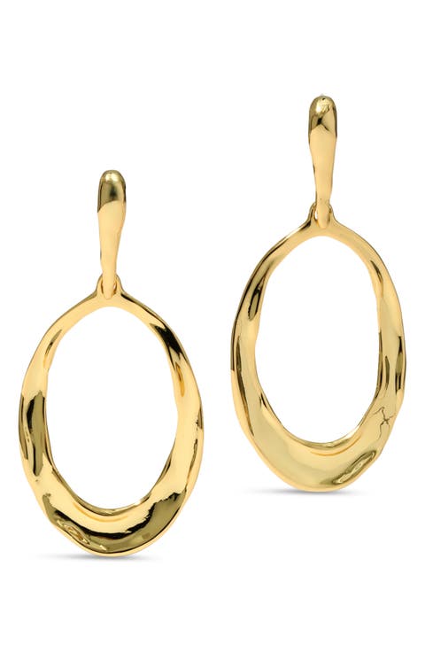 Molten Oval Link Lever-Back Drop Earrings