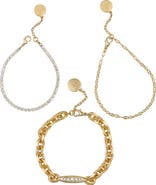 Vince Camuto Set of 3 Crystal Link Bracelets
