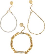 Vince Camuto Set of 3 Crystal Link Bracelets