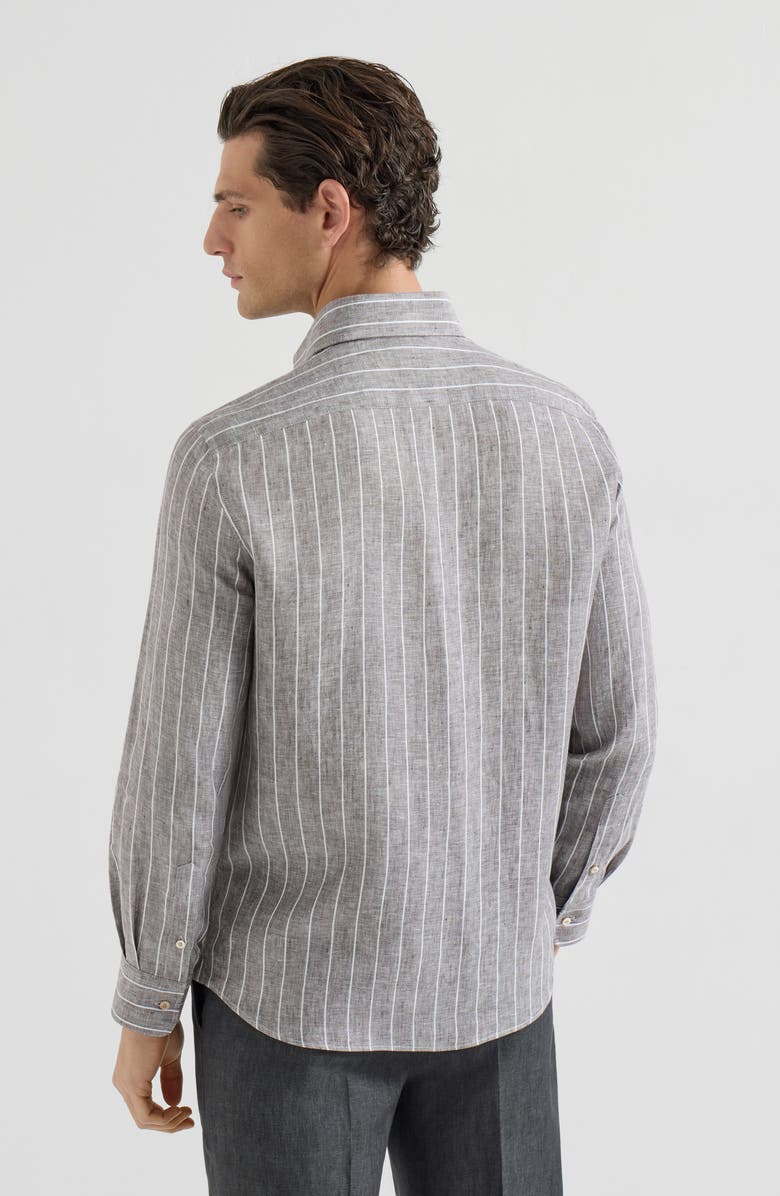 Brunello Cucinelli Chalk stripe shirt, Alternate, color, Hazelnut
