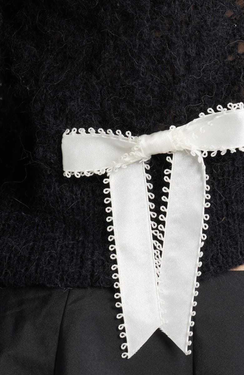 LoveShackFancy Lilly Bow Cardigan, Alternate, color, Midnight Ice