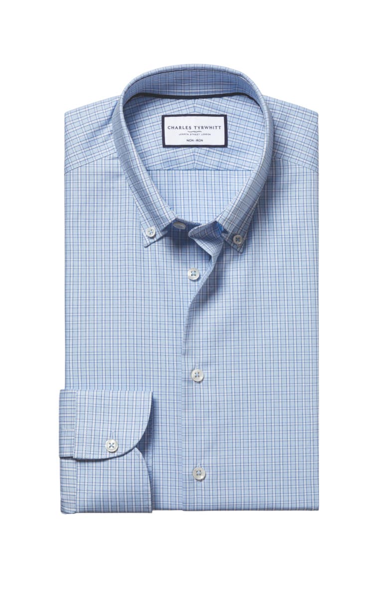 Charles Tyrwhitt Non-Iron Pinpoint Oxford Check Shirt, Alternate, color, Sky Blue
