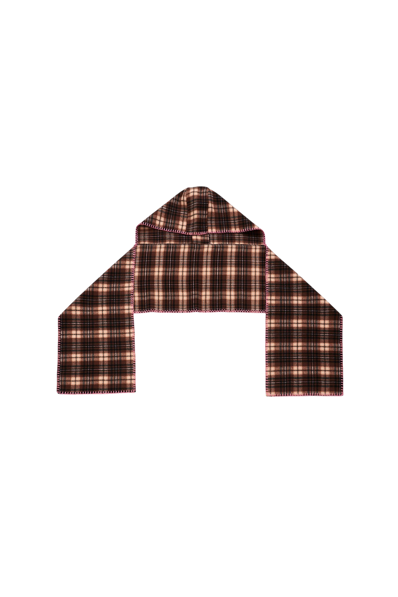 Check Hooded Scarf, Main, color, Brown