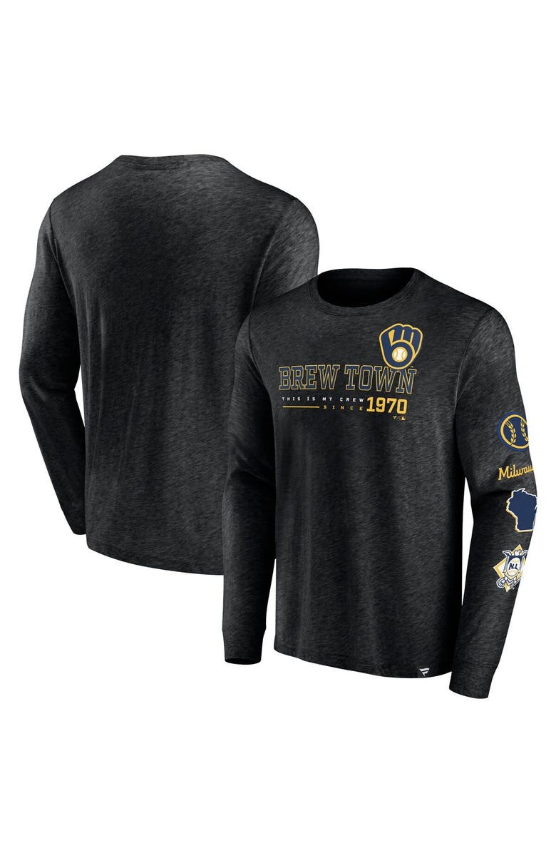 FANATICS Men's Fanatics Branded Black Milwaukee Brewers High Whip Pitcher Long Sleeve T-Shirt, Alternate, color,