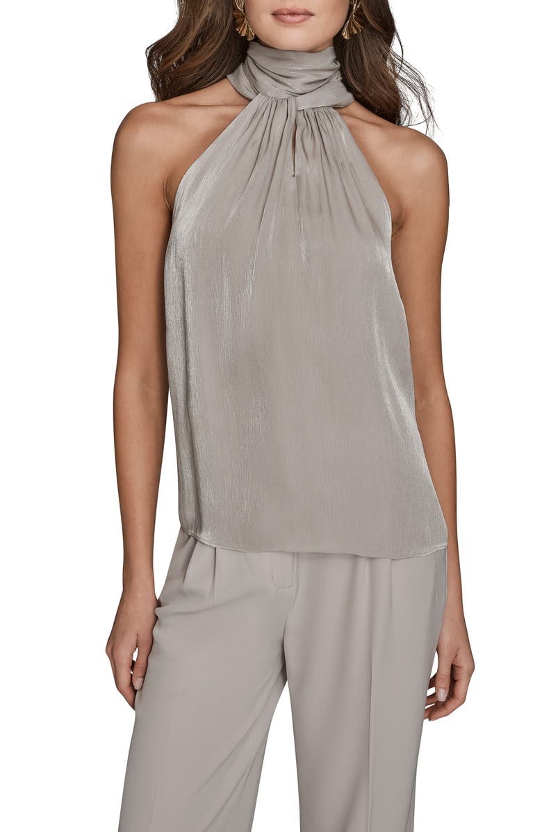 Donna Karan New York Metallic Halter Top, Main, color, Vapor