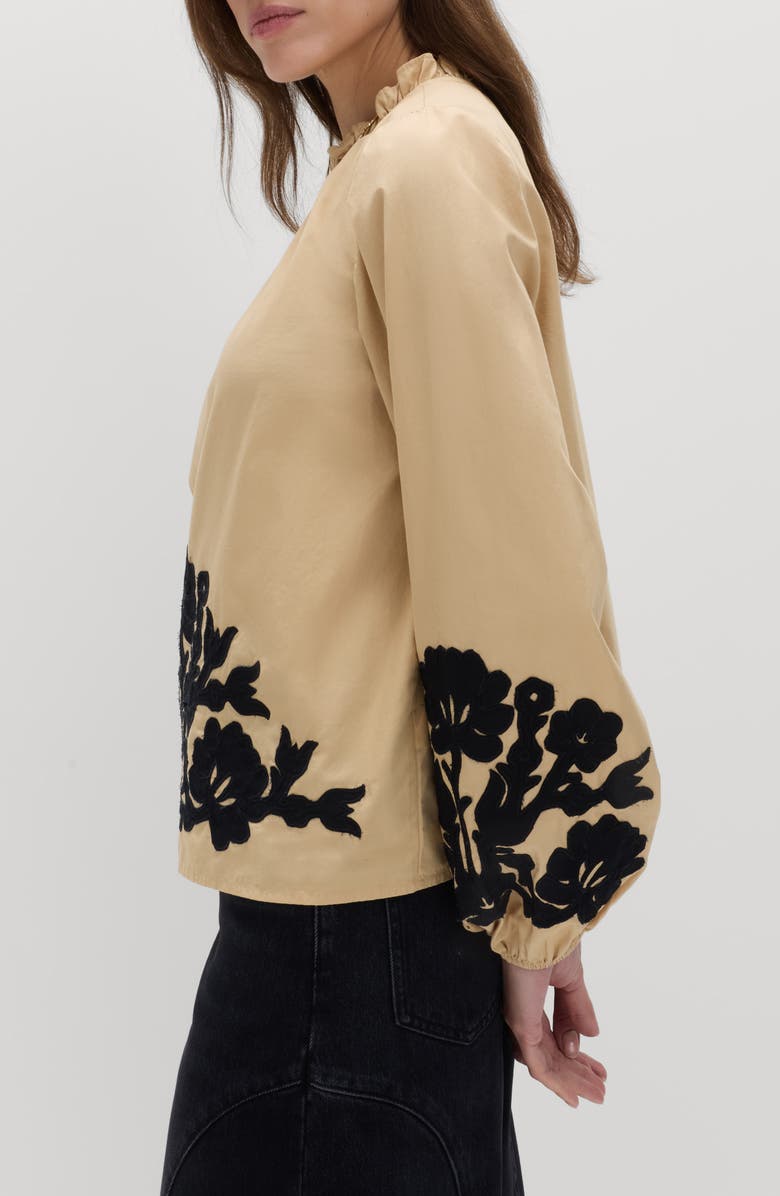 PER UNA BY M&S Floral Embroidered Mock Neck Top, Alternate, color, Brown