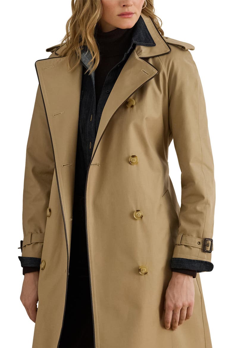 Double Breasted Belted Rain Coat, Alternate, color, SAND