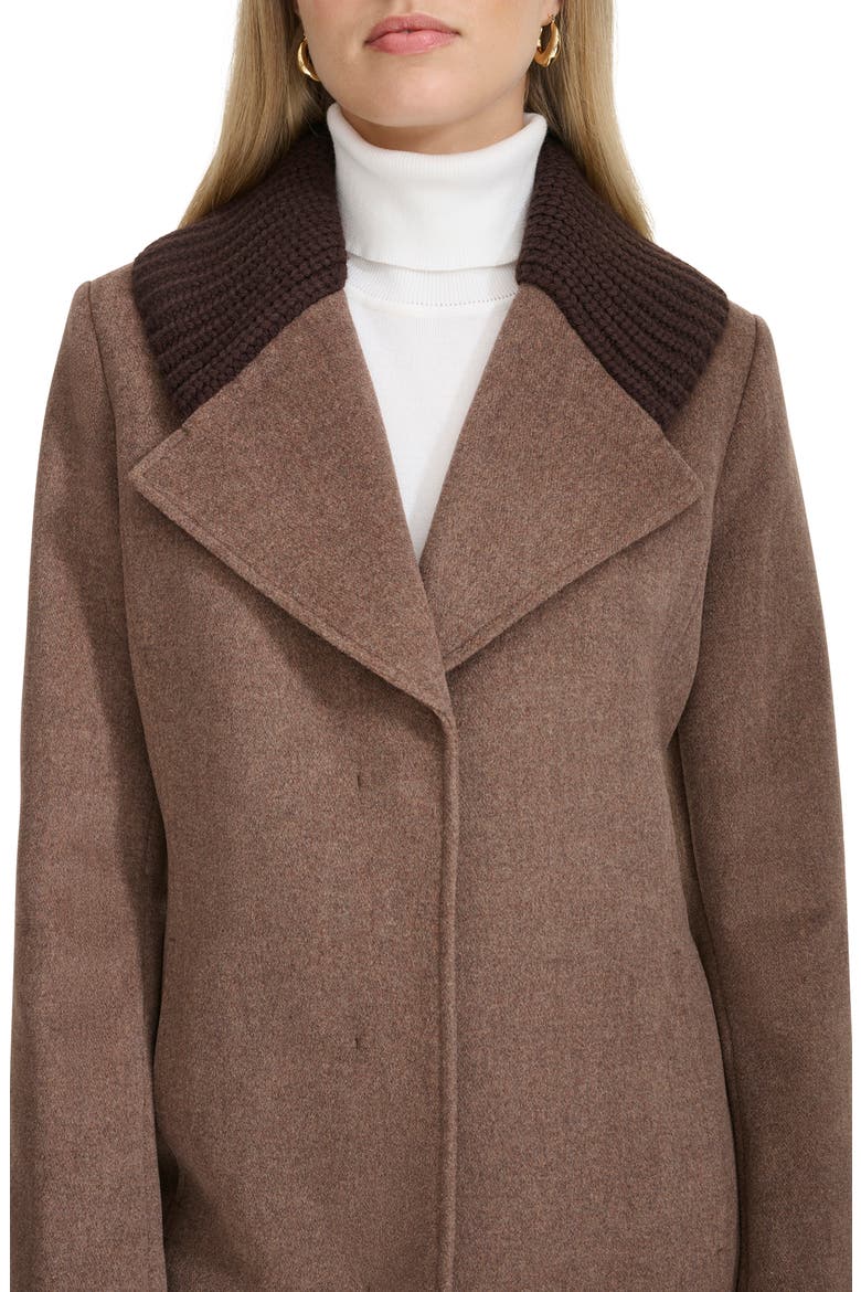 Slick Shawl Lapel Mixed Media Wool Blend Coat, Alternate, color, PORTOBELLO