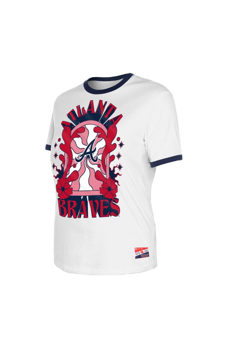 New Era Women's New Era White Atlanta Braves Oversized Ringer T-Shirt, Alternate, color, 