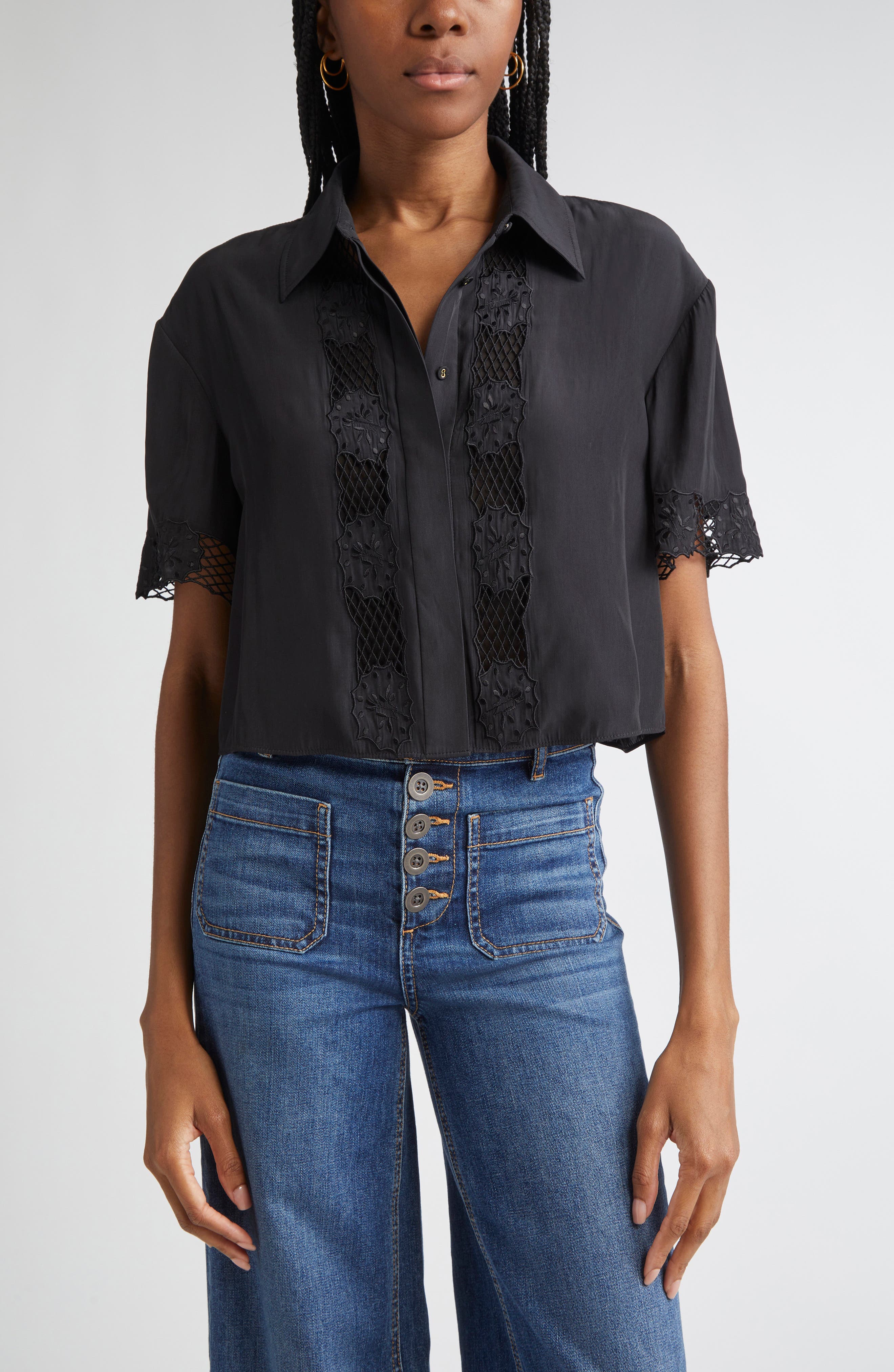 Ramy Brook Tania Embroidered Boxy Crop Shirt (Women) | Nordstrom Ramy Brook Tania Embroidered Boxy Crop Shirt (Women) | Nordstrom