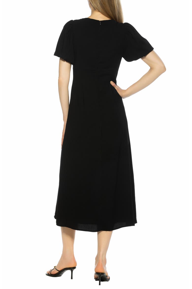Zuri Sweetheart Puff Sleeve Midi Dress, Alternate, color, BLACK