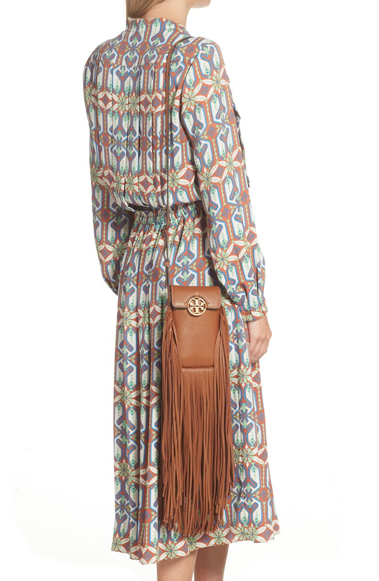 Tory Burch Miller Fringe Leather Phone Crossbody Bag, Alternate, color,