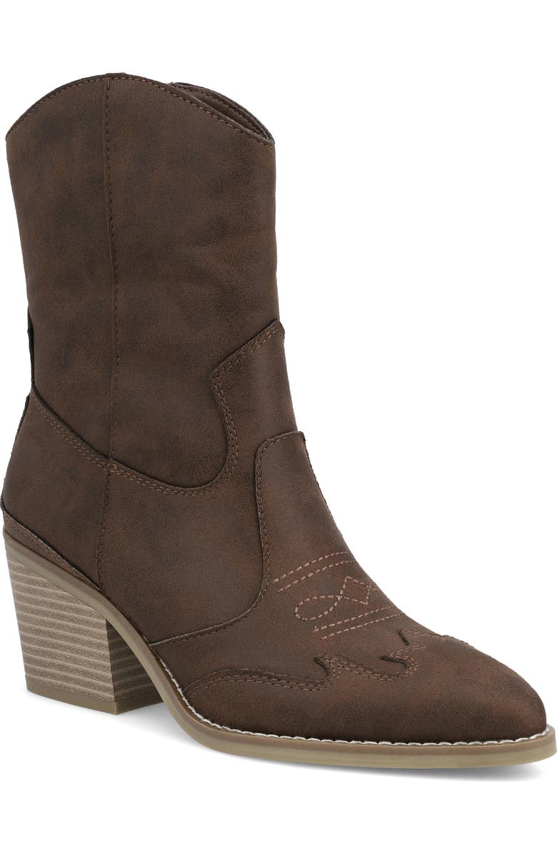 MIA Clorinda Western Boot, Main, color, Chocolate