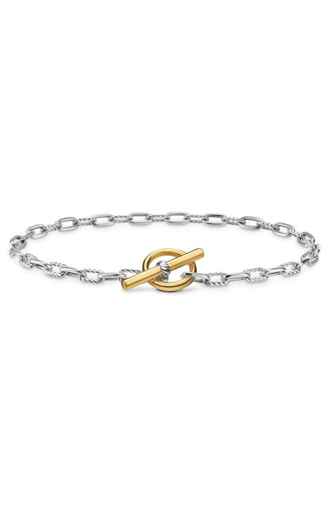 DY Madison® Toggle Chain Bracelet in Sterling Silver with 18K Yellow Gold, 3mm