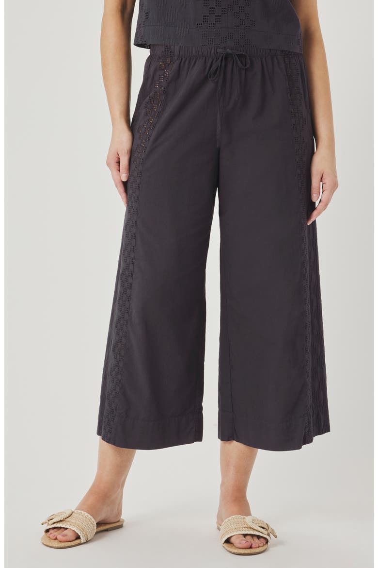 Kenzie Geo Eyelet Crop Wide Leg Pants, Main, color, LEAD GREY