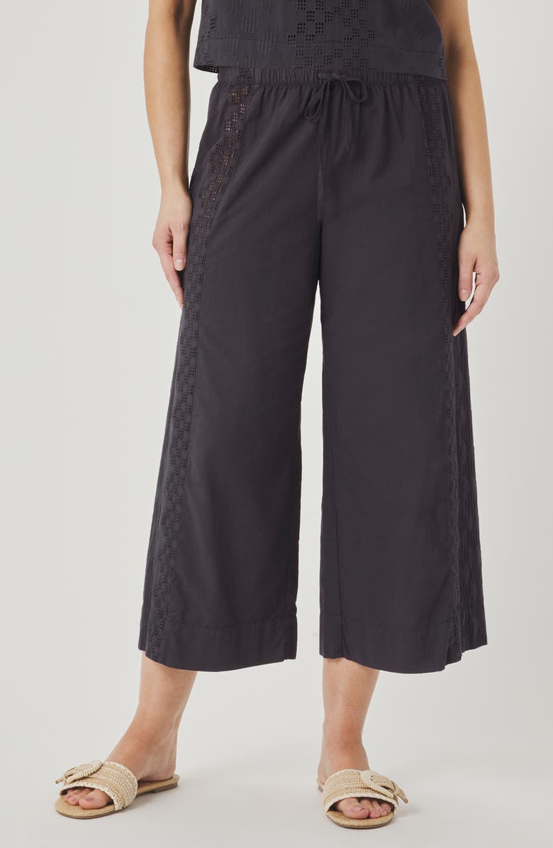 Splendid Kenzie Geo Eyelet Crop Wide Leg Pants, Main, color, Lead Grey