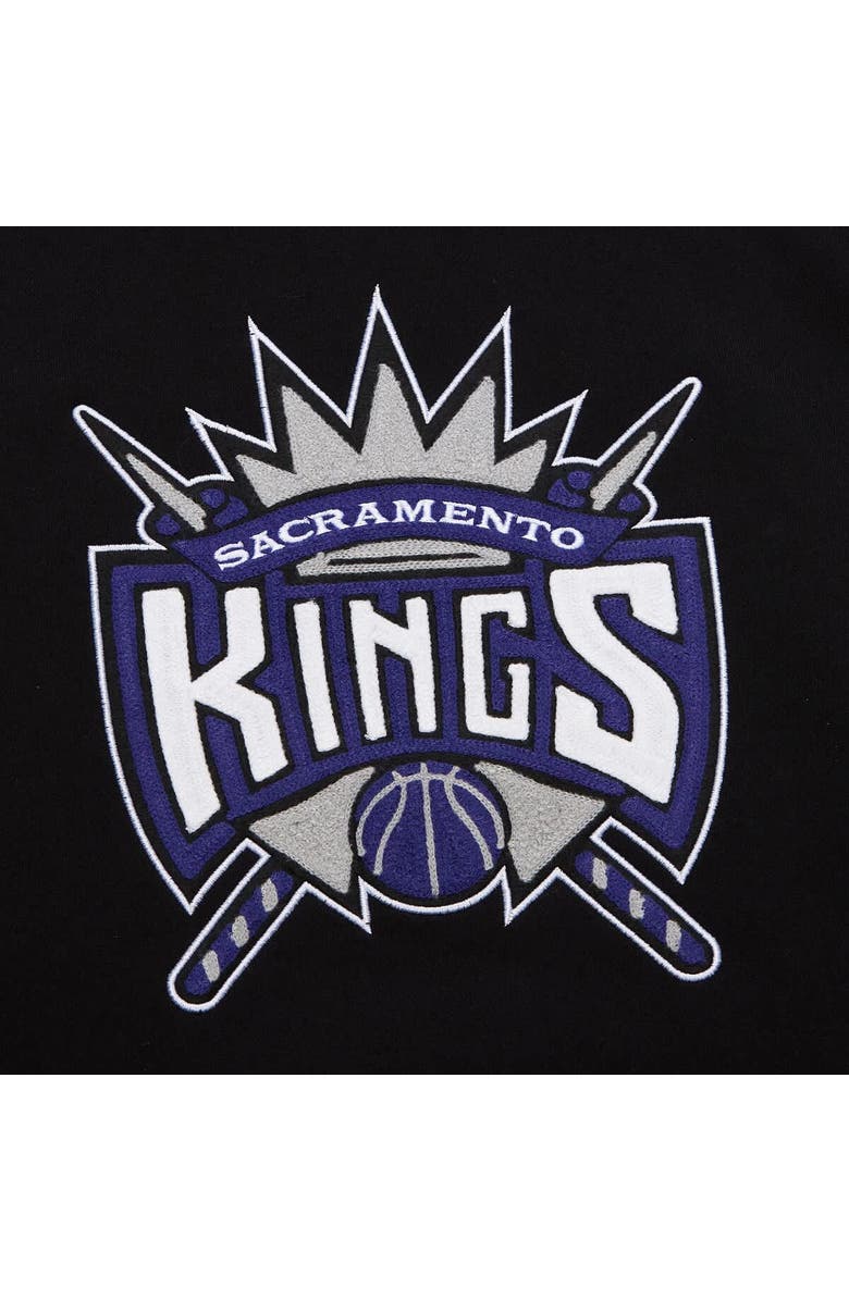 Mitchell & Ness Men's Mitchell & Ness Black Sacramento Kings Chainstitch Applique Vintage Heavyweight Pullover Hoodie, Alternate, color, 