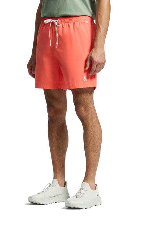 Psycho Bunny Samos Hydrochromic Swim Trunks In Hot Coral