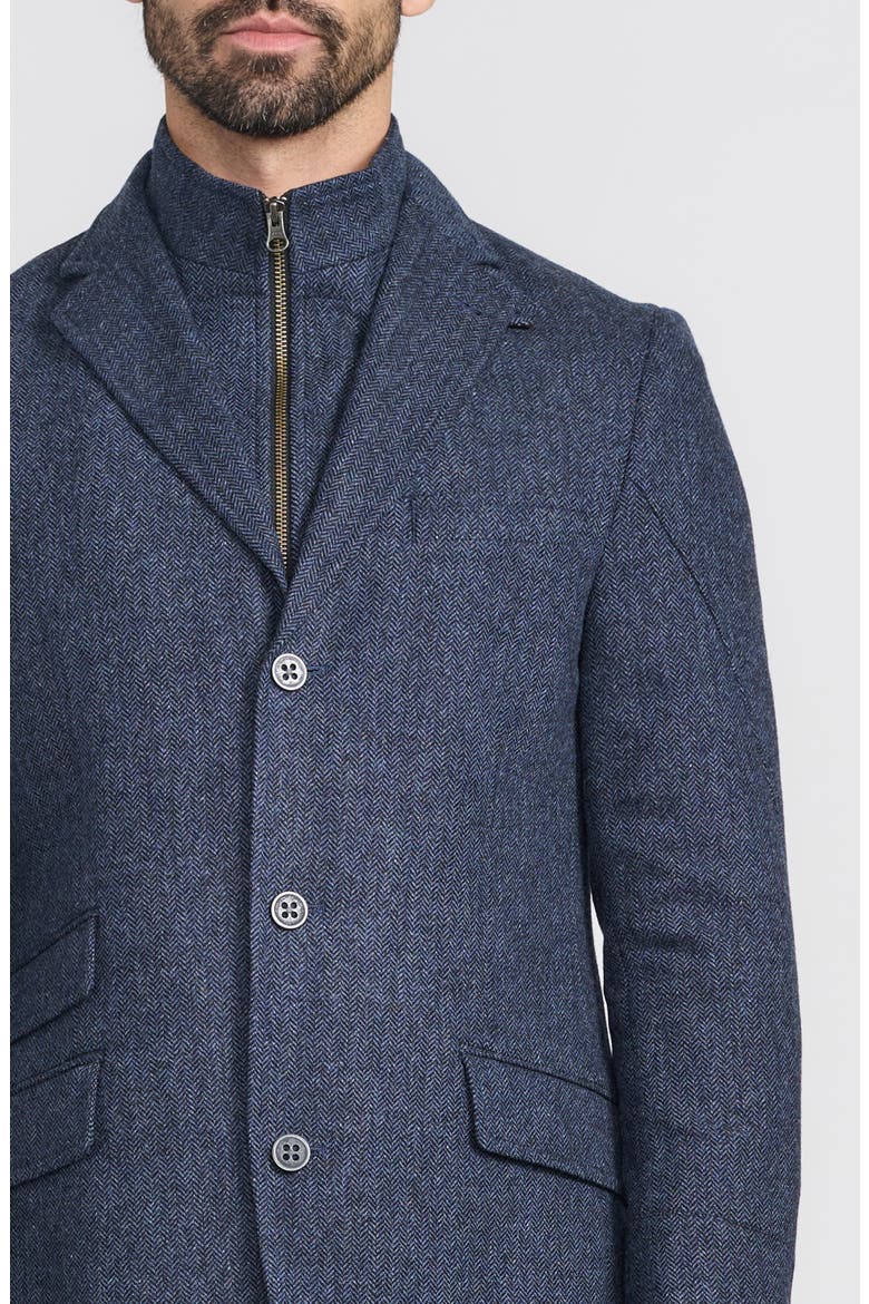 Blue Herringbone Wool & Cashmere Hybrid Sport Coat with Removable Bib, Alternate, color, BLUE