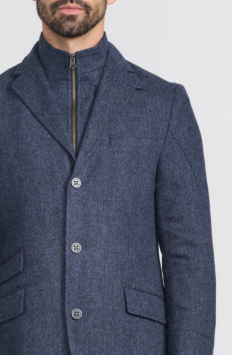 FLYNT Blue Herringbone Wool & Cashmere Hybrid Sport Coat with Removable Bib, Alternate, color, Blue