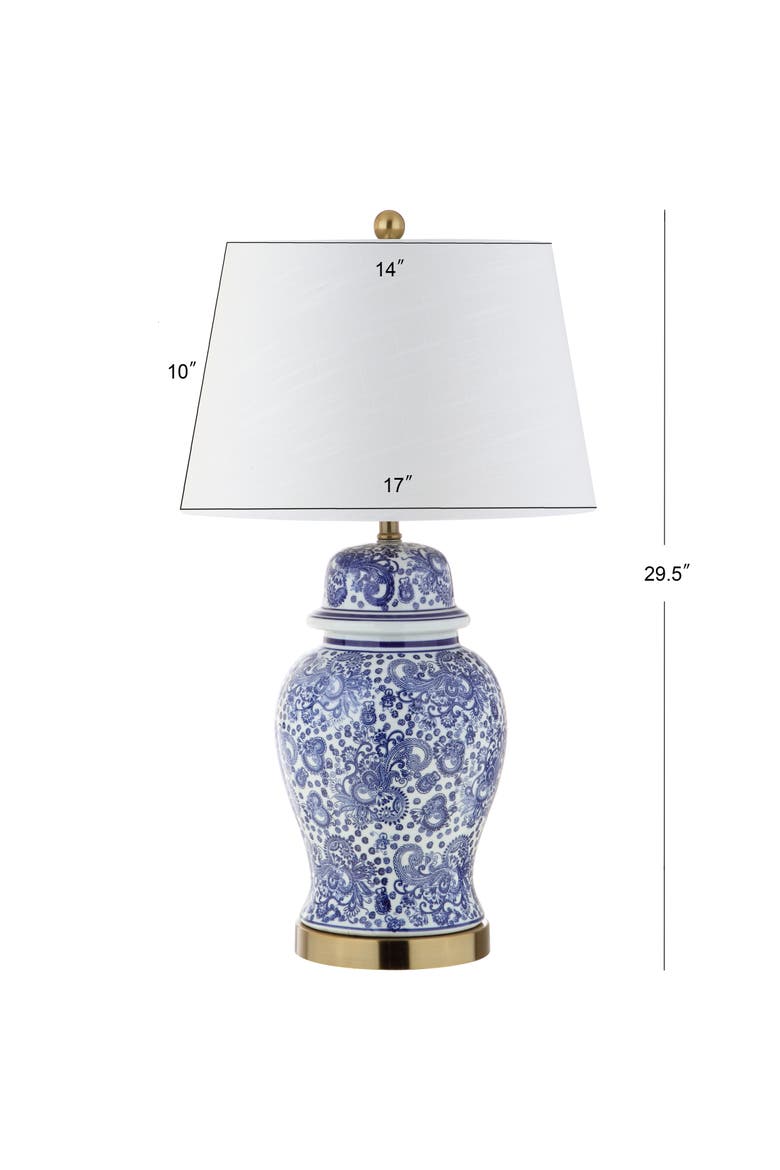 Ellis Chinoiserie Ceramic LED Table Lamp, Alternate, color, Blue/White