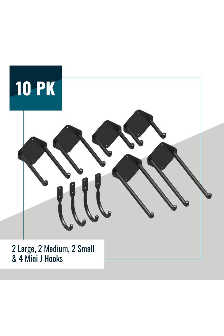 Simple Hooks 10-Pack Assortment Kit - Heavy-Duty, Alternate, color, Black