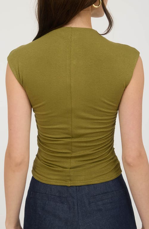 Blu Pepper Side Ruched Cap Sleeve Top In Green