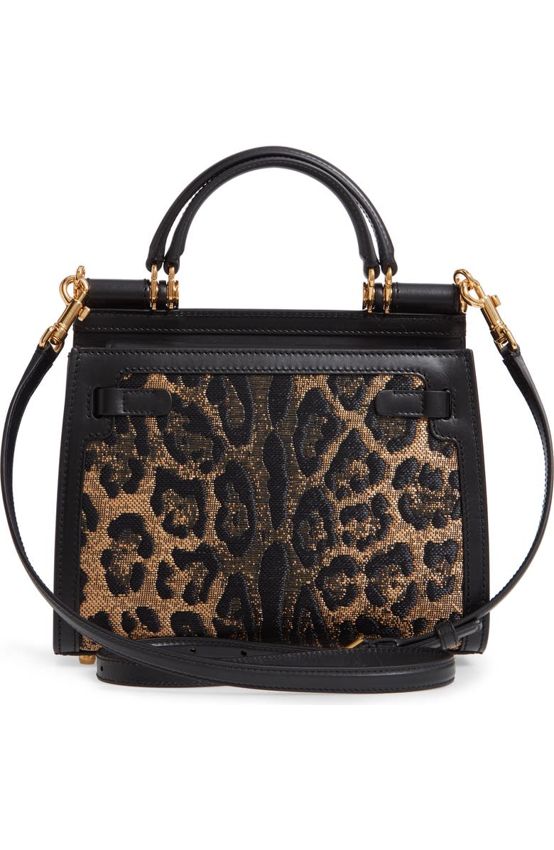 Dolce&Gabbana Sicily 58 Leopard Pattern & Leather Satchel, Alternate, color,