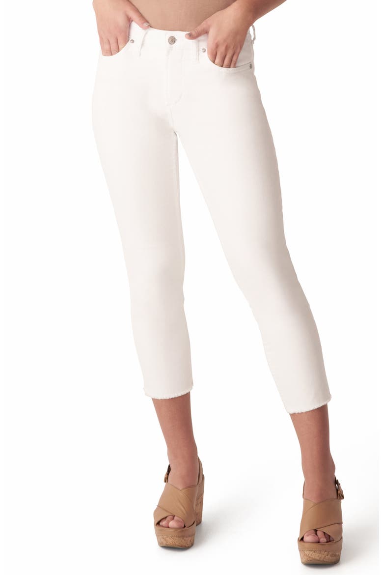 Most Wanted Frayed Crop Straight Leg Jeans, Main, color, WHITE