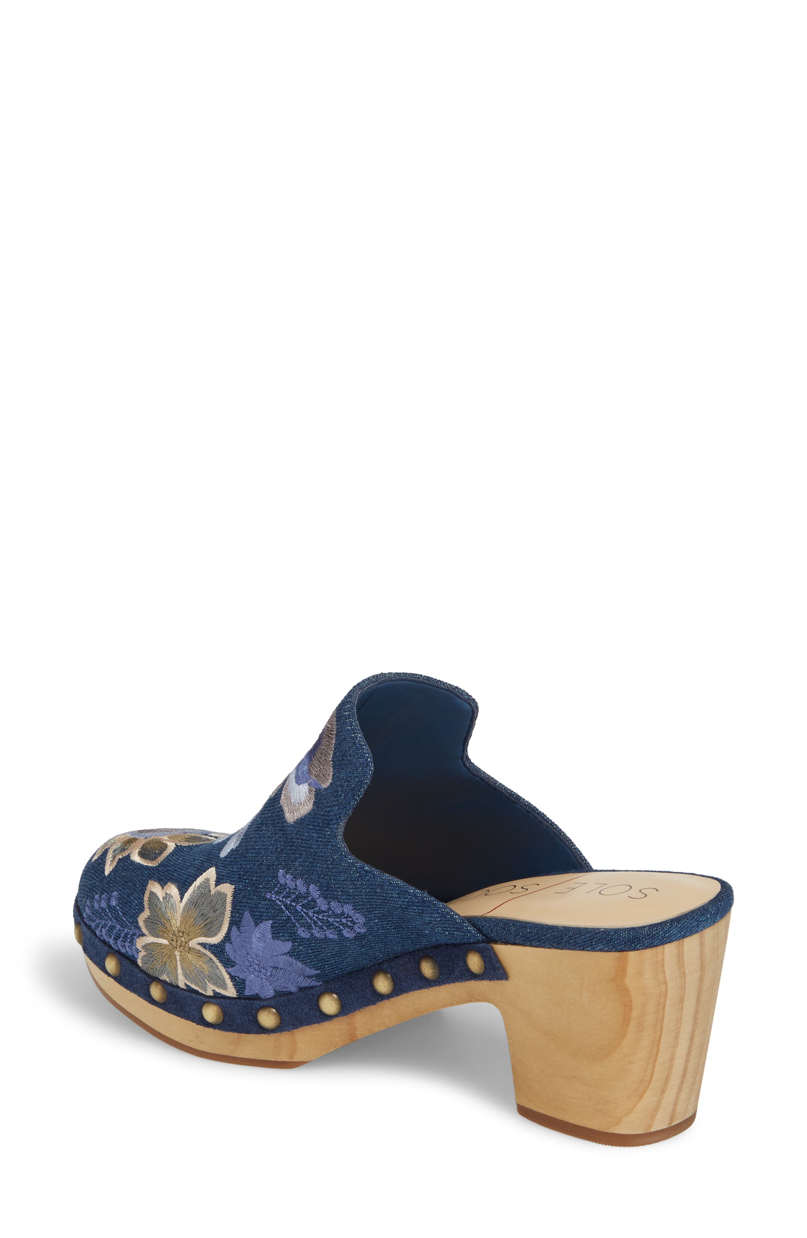 Madelina Clog, Alternate, color, DARK DENIM EMBROIDERY