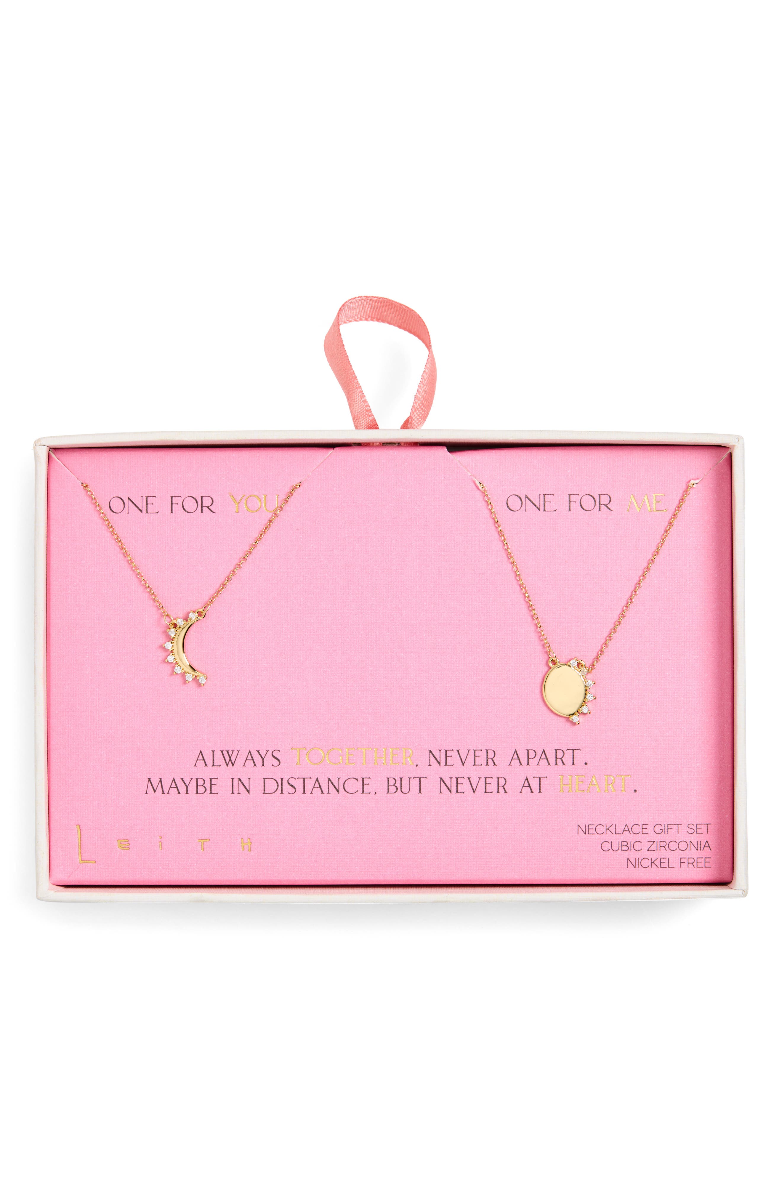 Leith CZ You & Me Sun Pendant Necklace Set