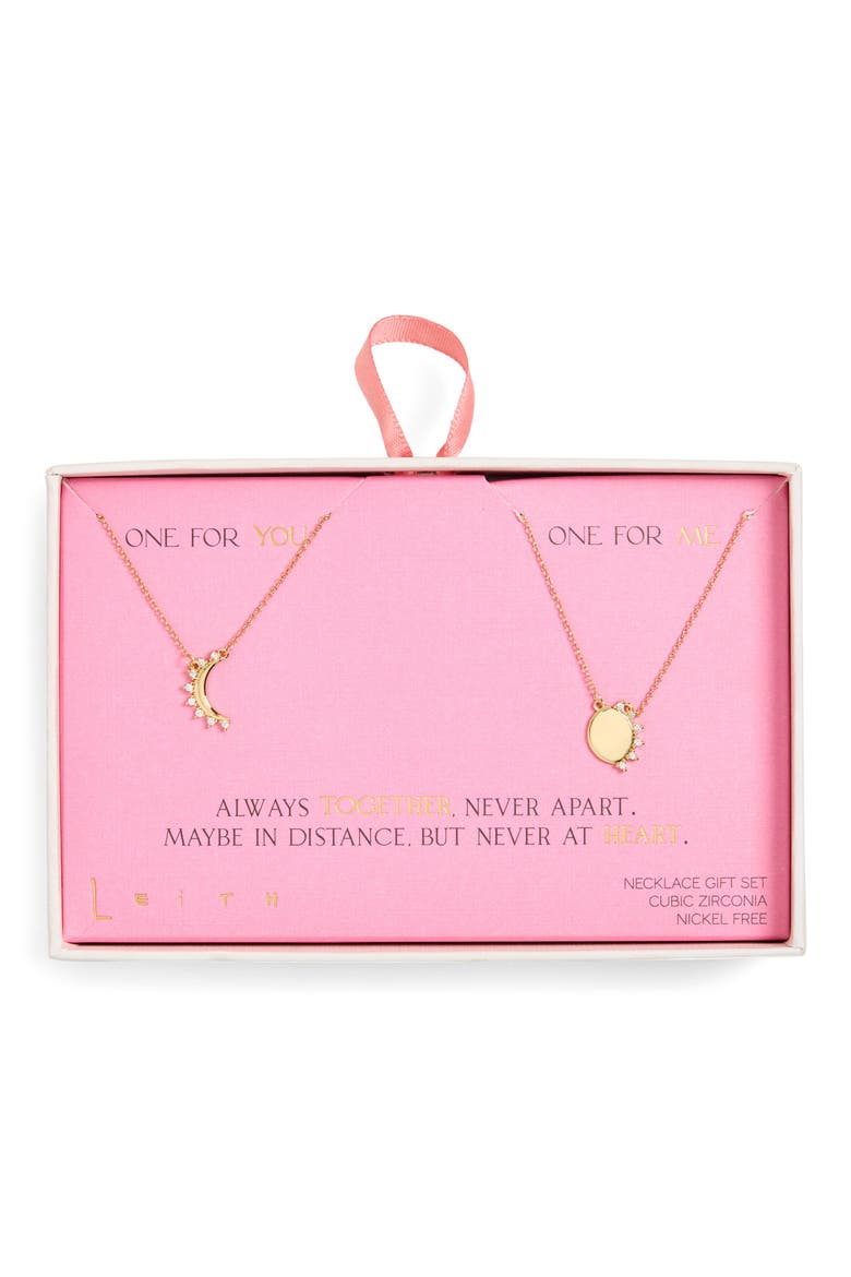 CZ You & Me Sun Pendant Necklace Set, Main, color, CLEAR- GOLD