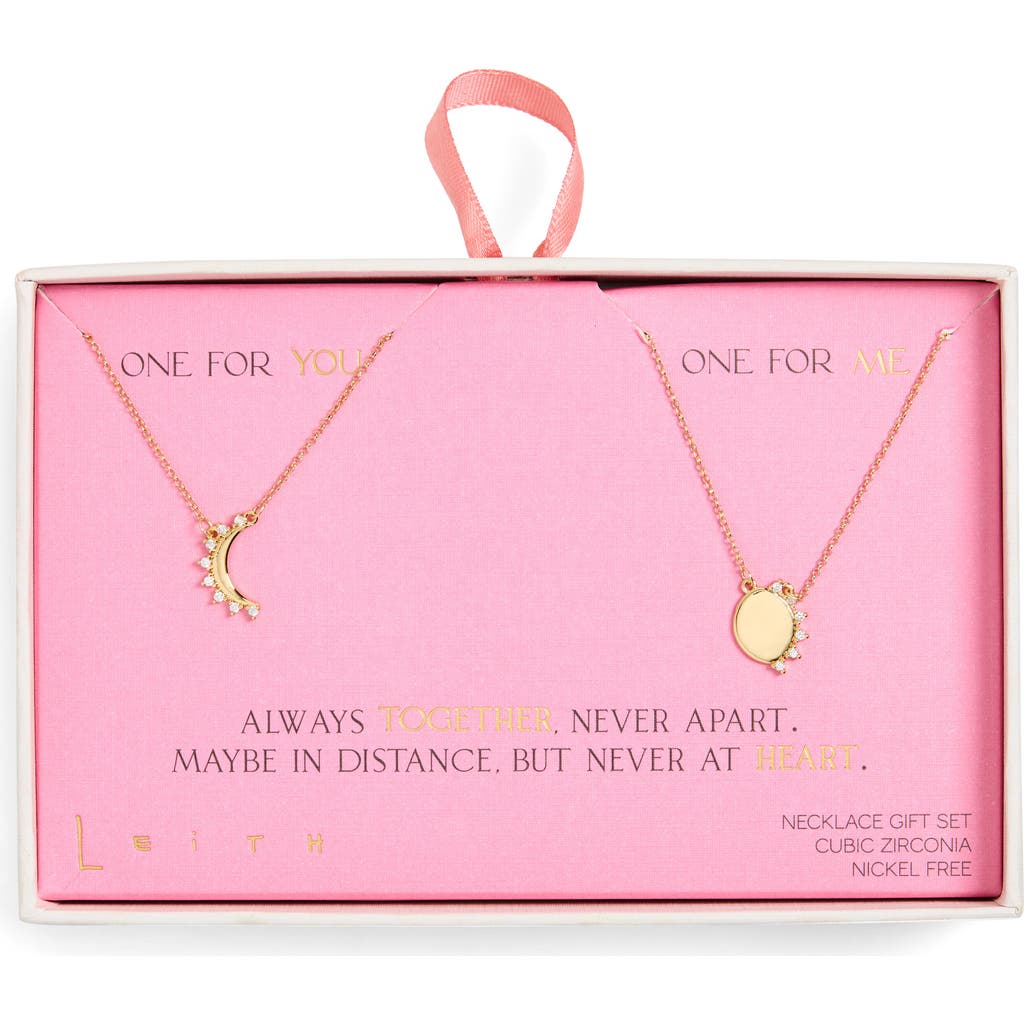 Leith Cz You & Me Sun Pendant Necklace Set In Gold