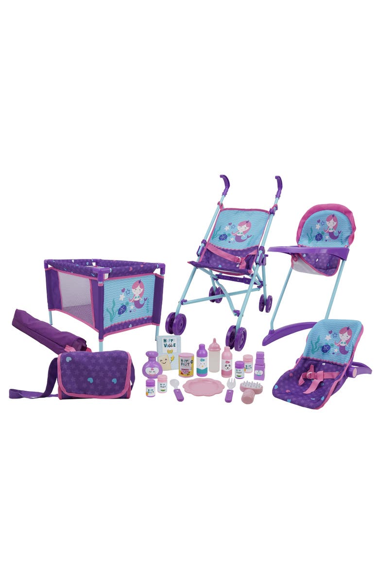 509 Mermaid Doll Stroll n Play & Care Set, 21 Pieces, Main, color, 