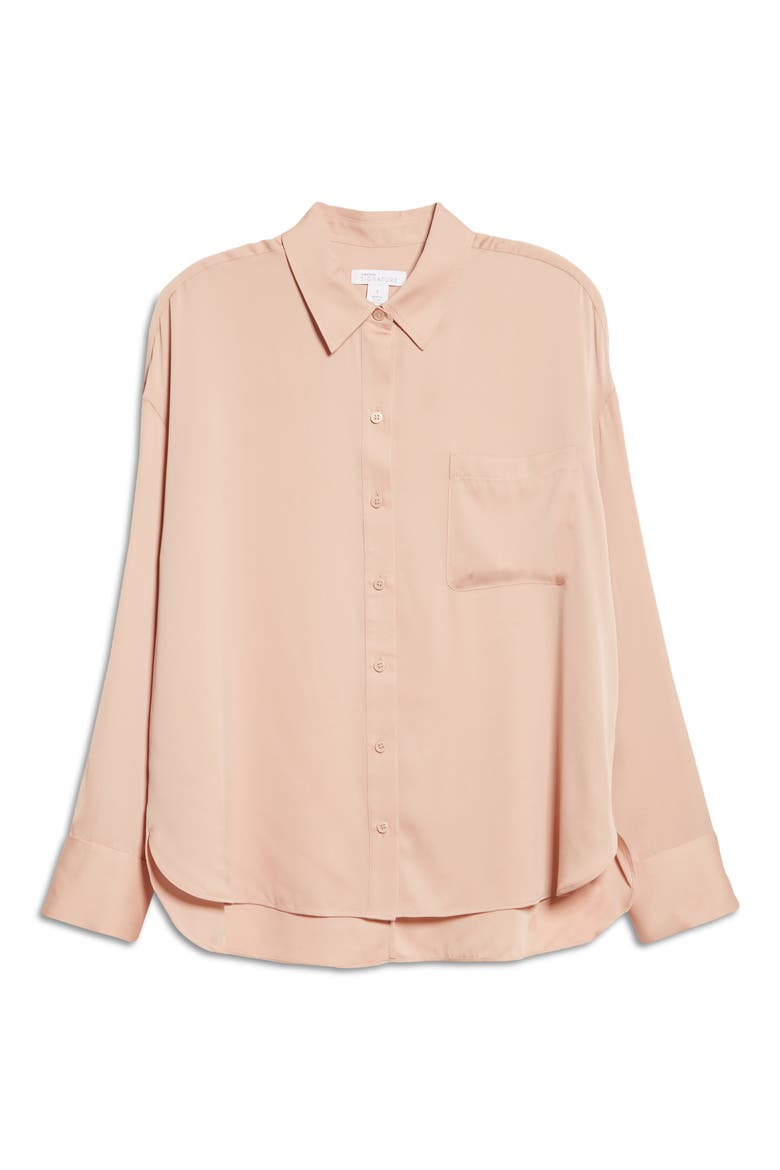 Relaxed Stretch Silk Shirt, Alternate, color, PINK ADOBE